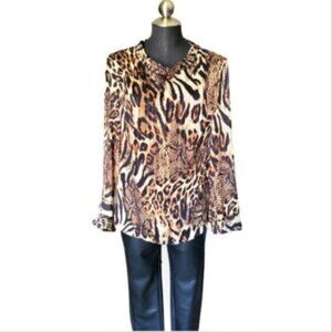 Frank Lyman Leopard Print Chiffon Blouse NWT Sz 8
